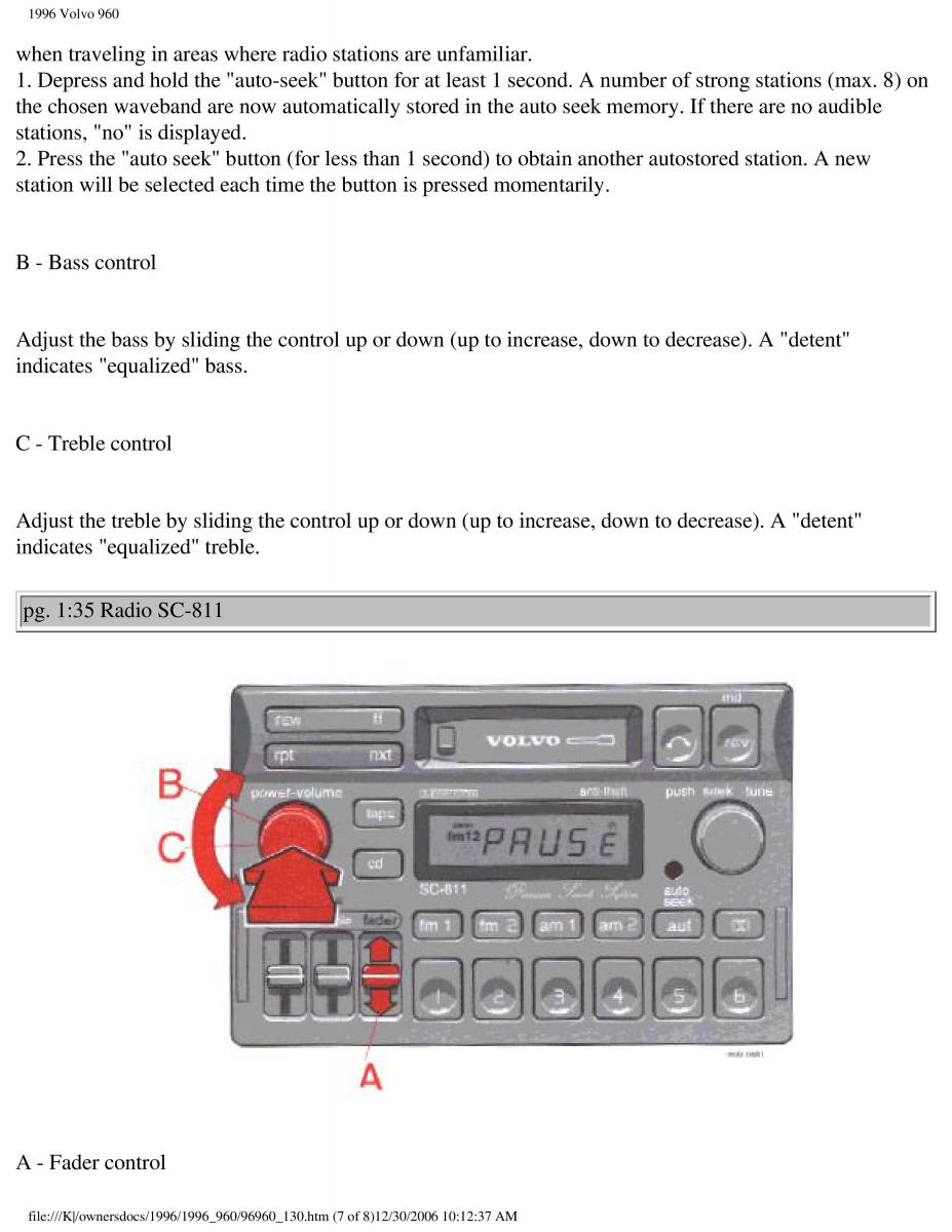 Volvo 960 owners manual / page 50