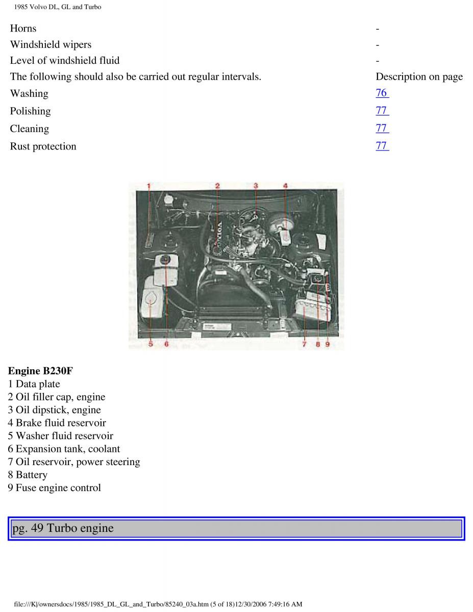 Volvo DL GL Turbo owners manual / page 65