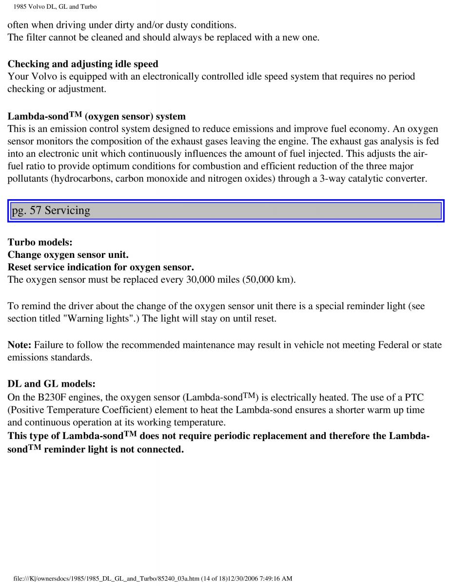 Volvo DL GL Turbo owners manual / page 74
