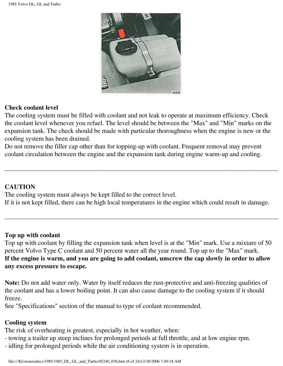 Volvo DL GL Turbo owners manual / page 84