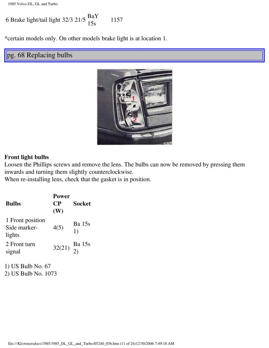 Volvo DL GL Turbo owners manual / page 89