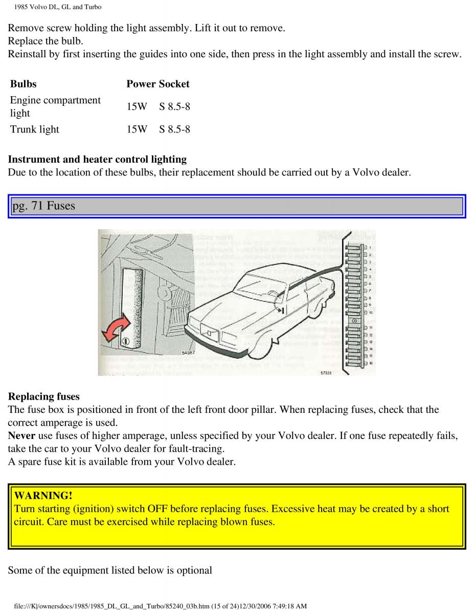 Volvo DL GL Turbo owners manual / page 93