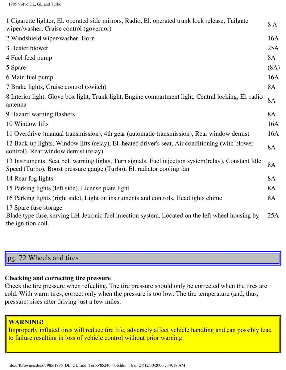 Volvo DL GL Turbo owners manual / page 94