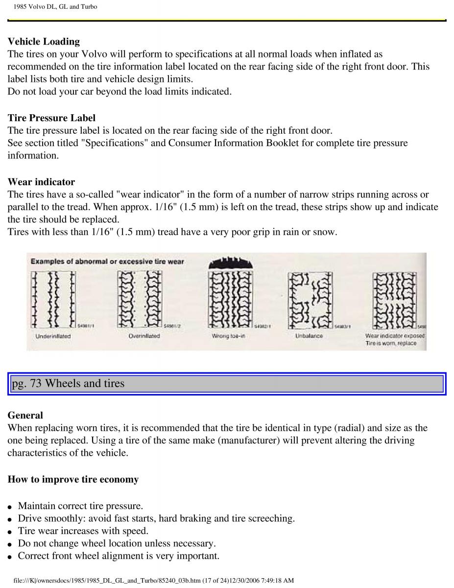 Volvo DL GL Turbo owners manual / page 95