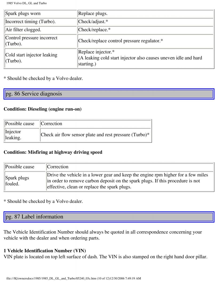 Volvo DL GL Turbo owners manual / page 112