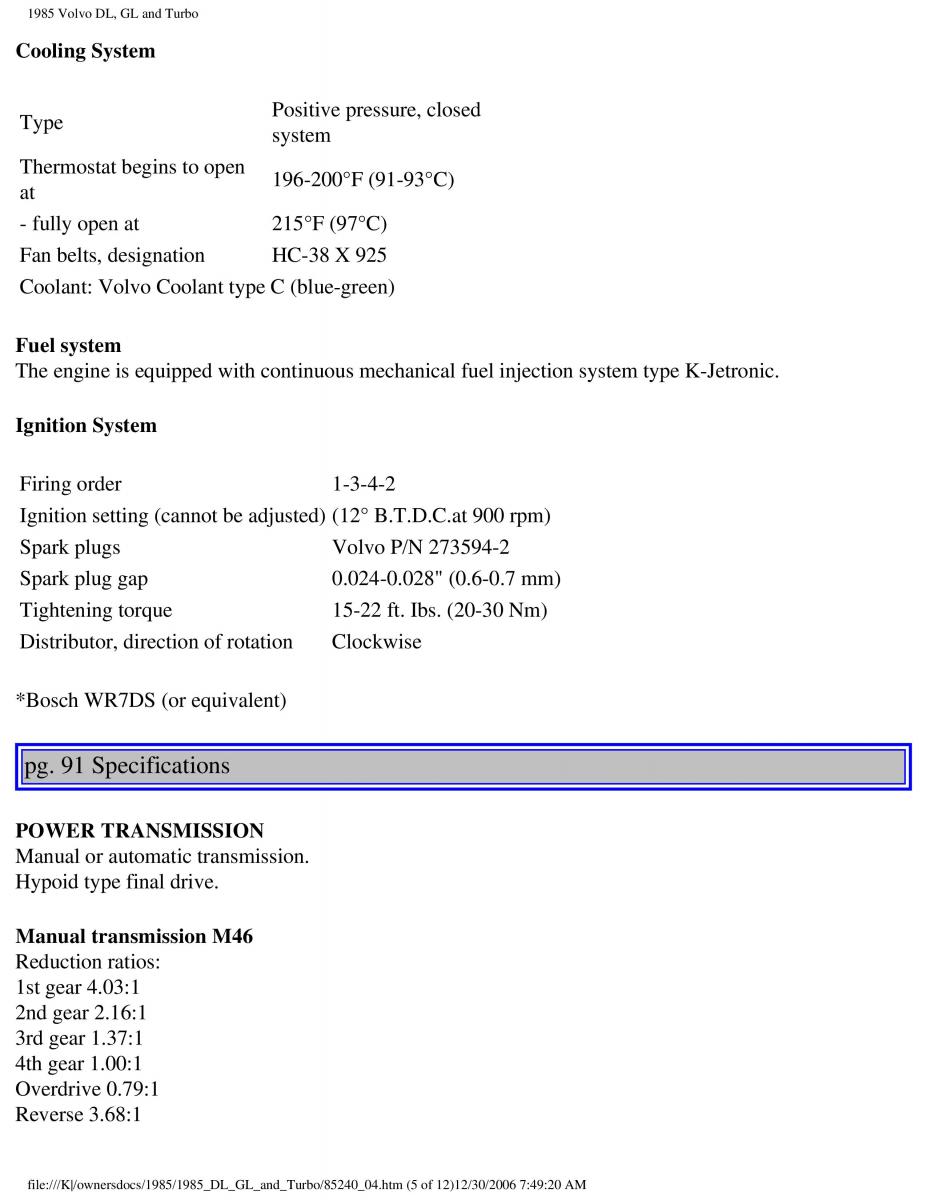 Volvo DL GL Turbo owners manual / page 119