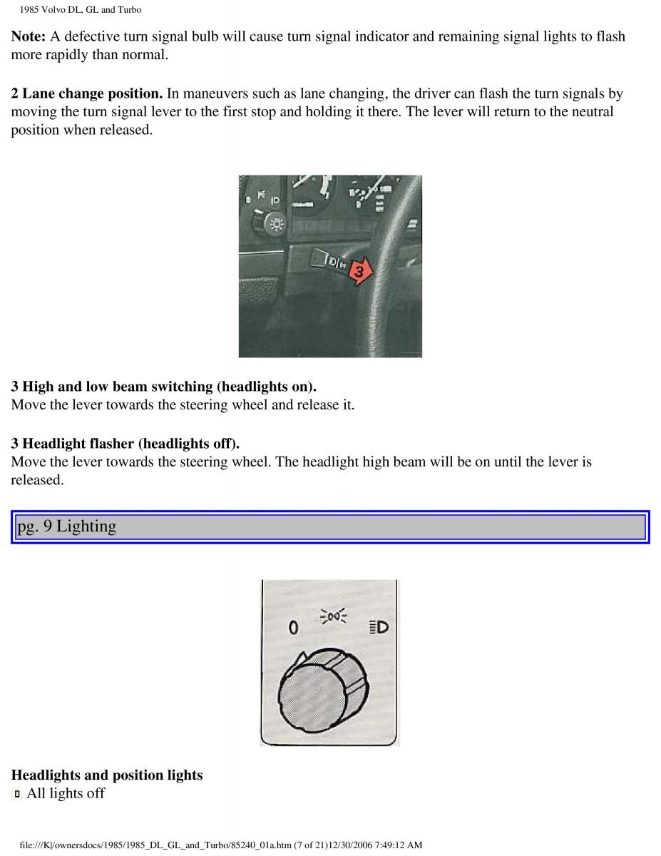 Volvo DL GL Turbo owners manual / page 12