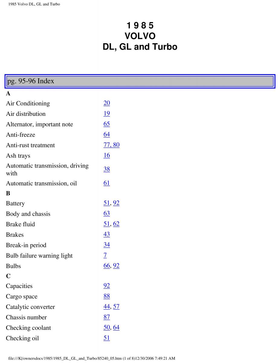 Volvo DL GL Turbo owners manual / page 127