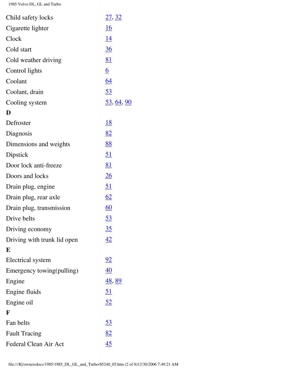 Volvo DL GL Turbo owners manual / page 128