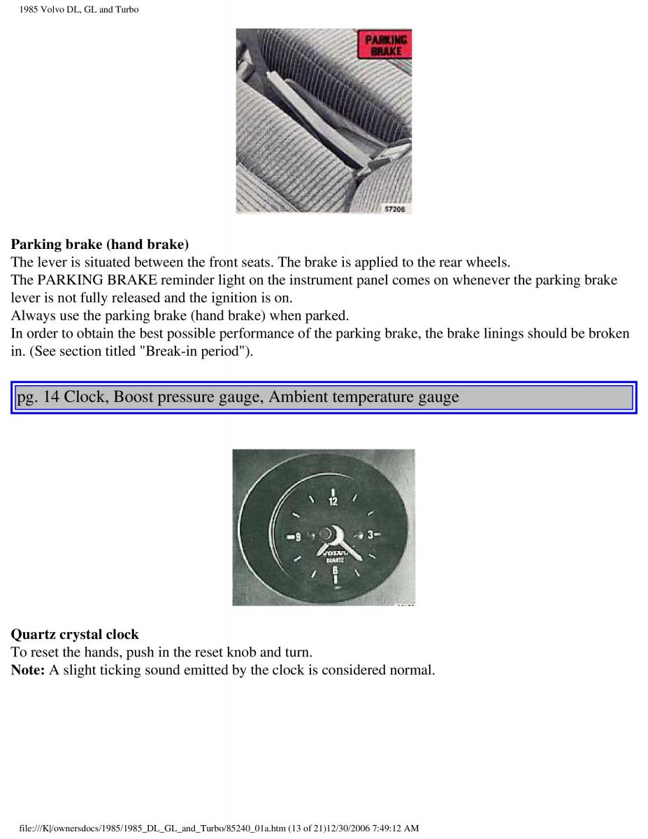 Volvo DL GL Turbo owners manual / page 18