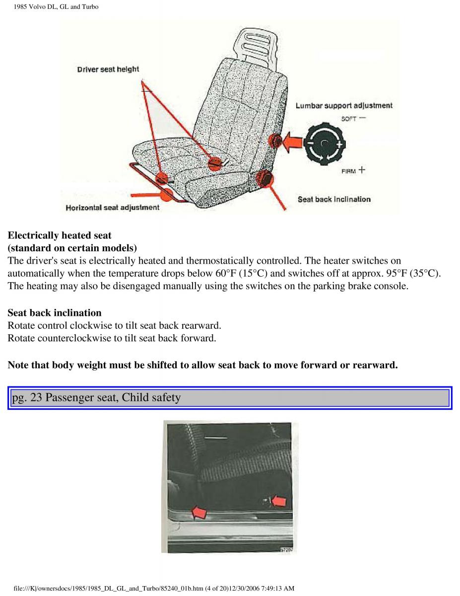 Volvo DL GL Turbo owners manual / page 30