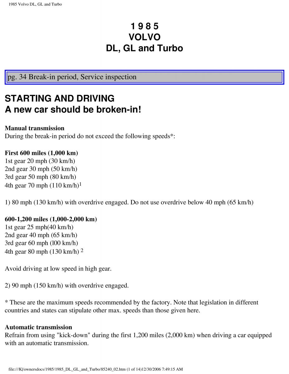 Volvo DL GL Turbo owners manual / page 47