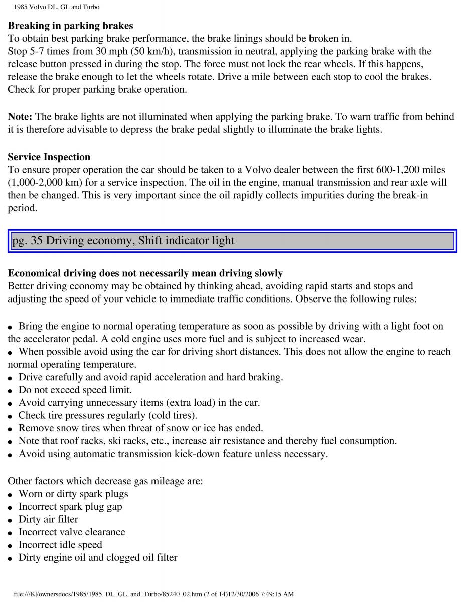 Volvo DL GL Turbo owners manual / page 48