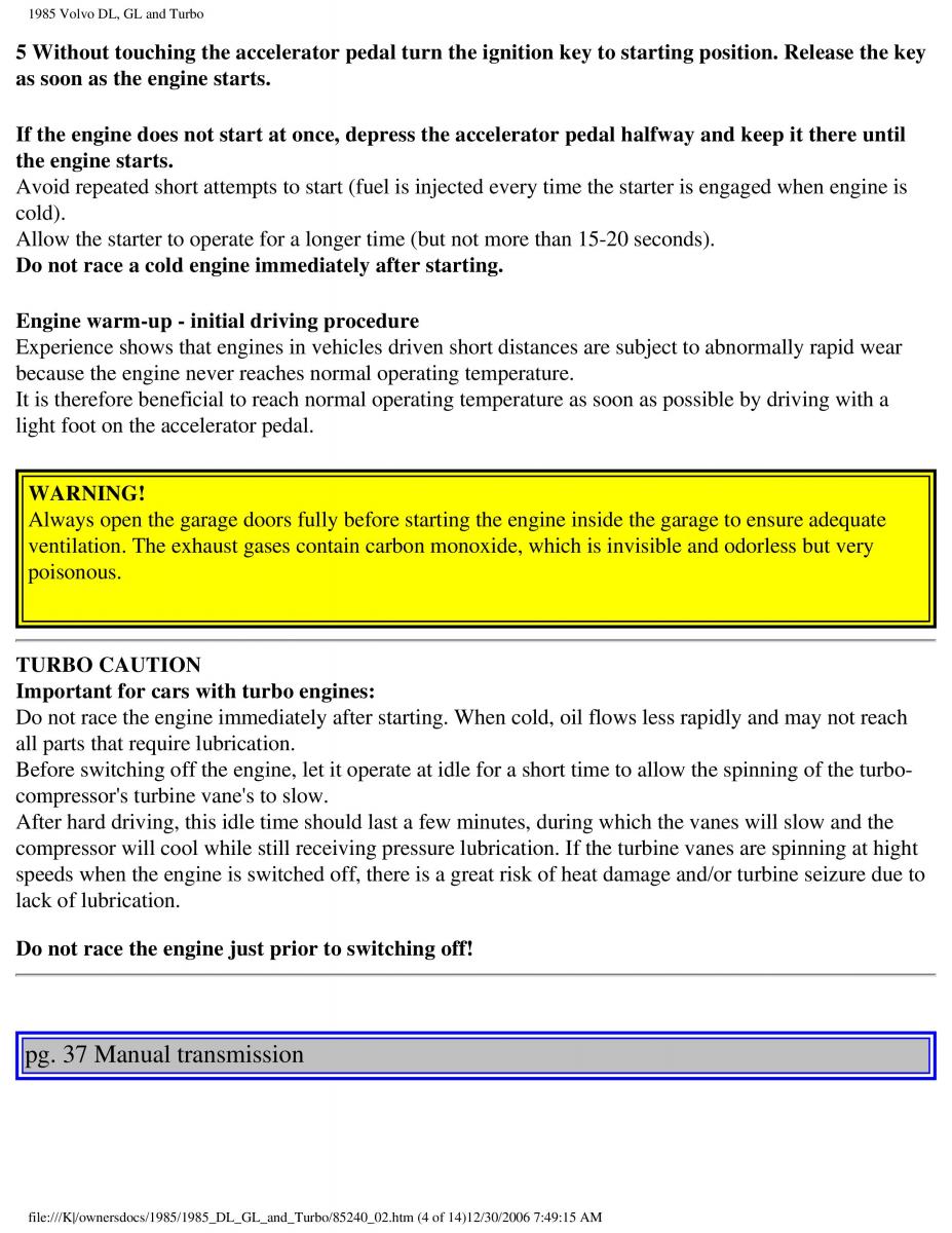 Volvo DL GL Turbo owners manual / page 50