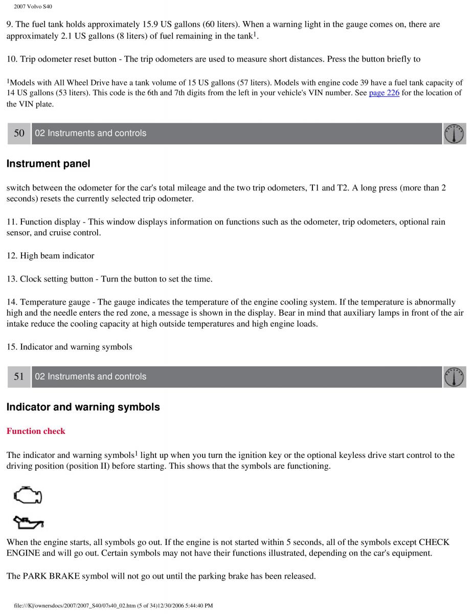 Volvo S40 II 2 owners manual / page 55