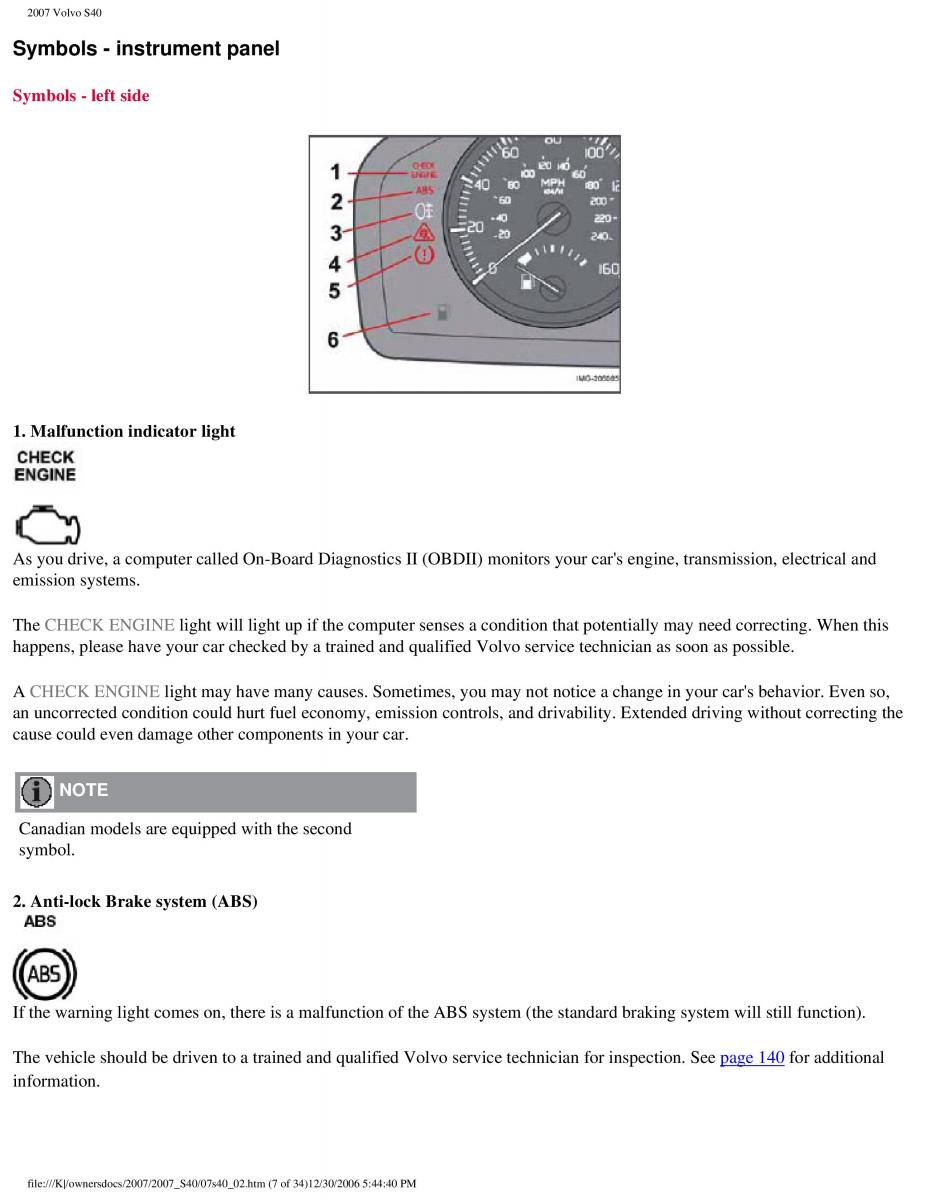 Volvo S40 II 2 owners manual / page 57