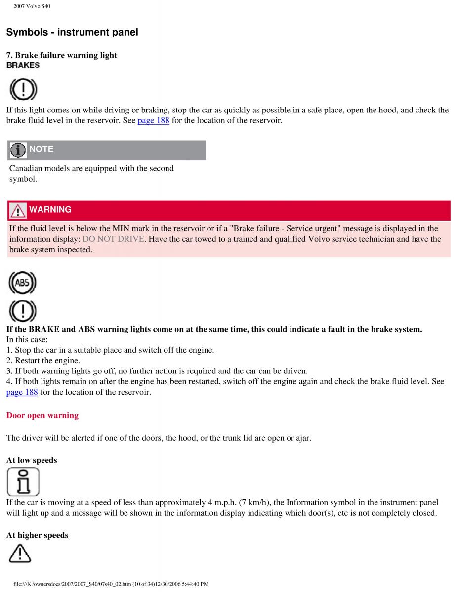 Volvo S40 II 2 owners manual / page 60