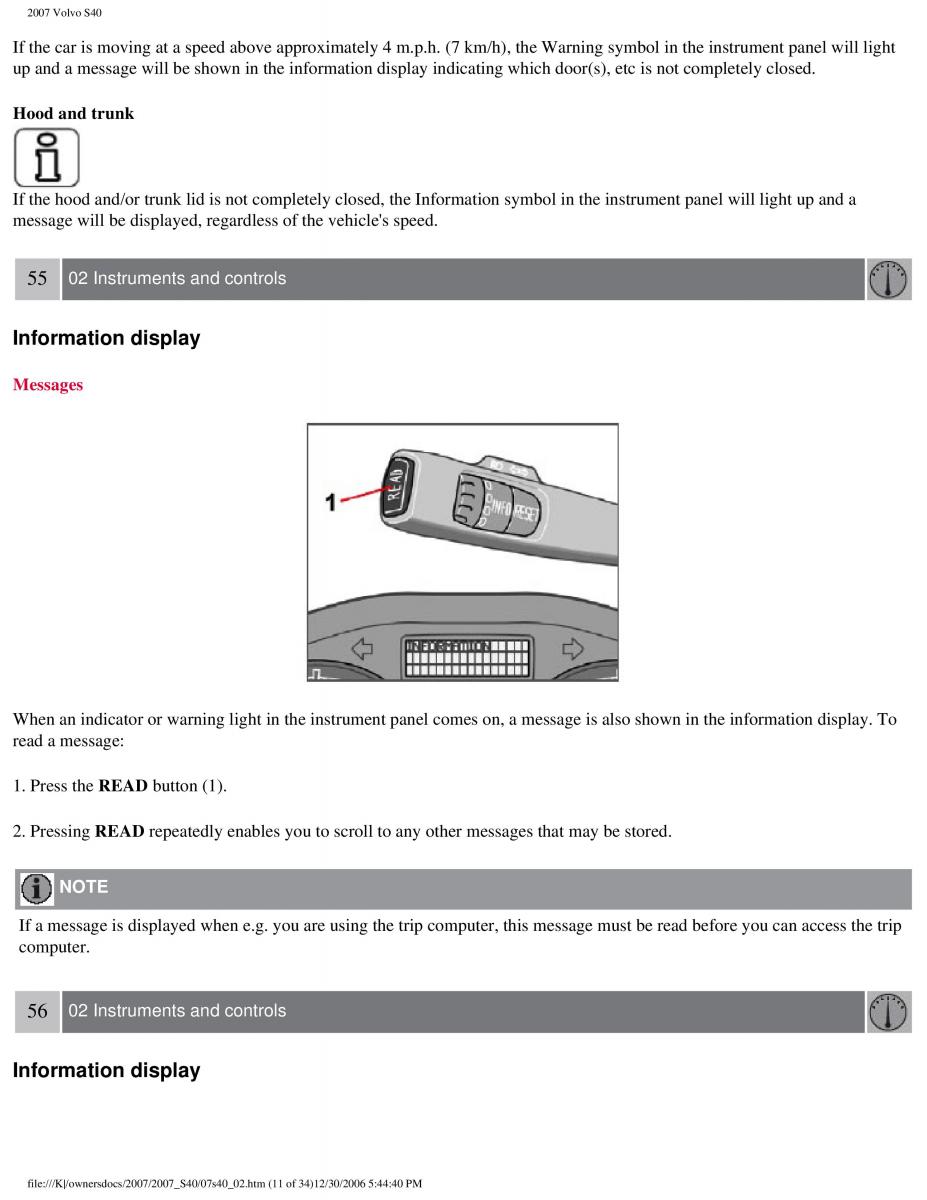 Volvo S40 II 2 owners manual / page 61