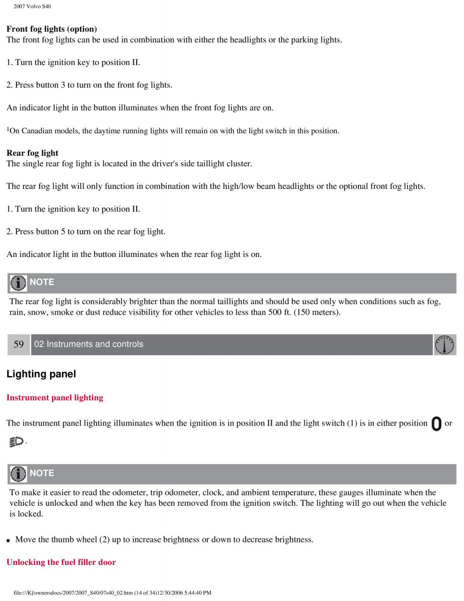 Volvo S40 II 2 owners manual / page 64