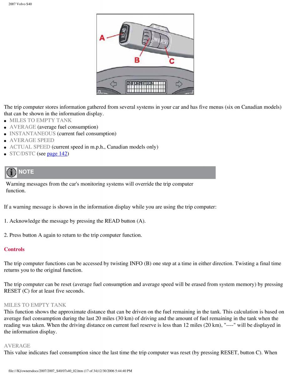 Volvo S40 II 2 owners manual / page 67