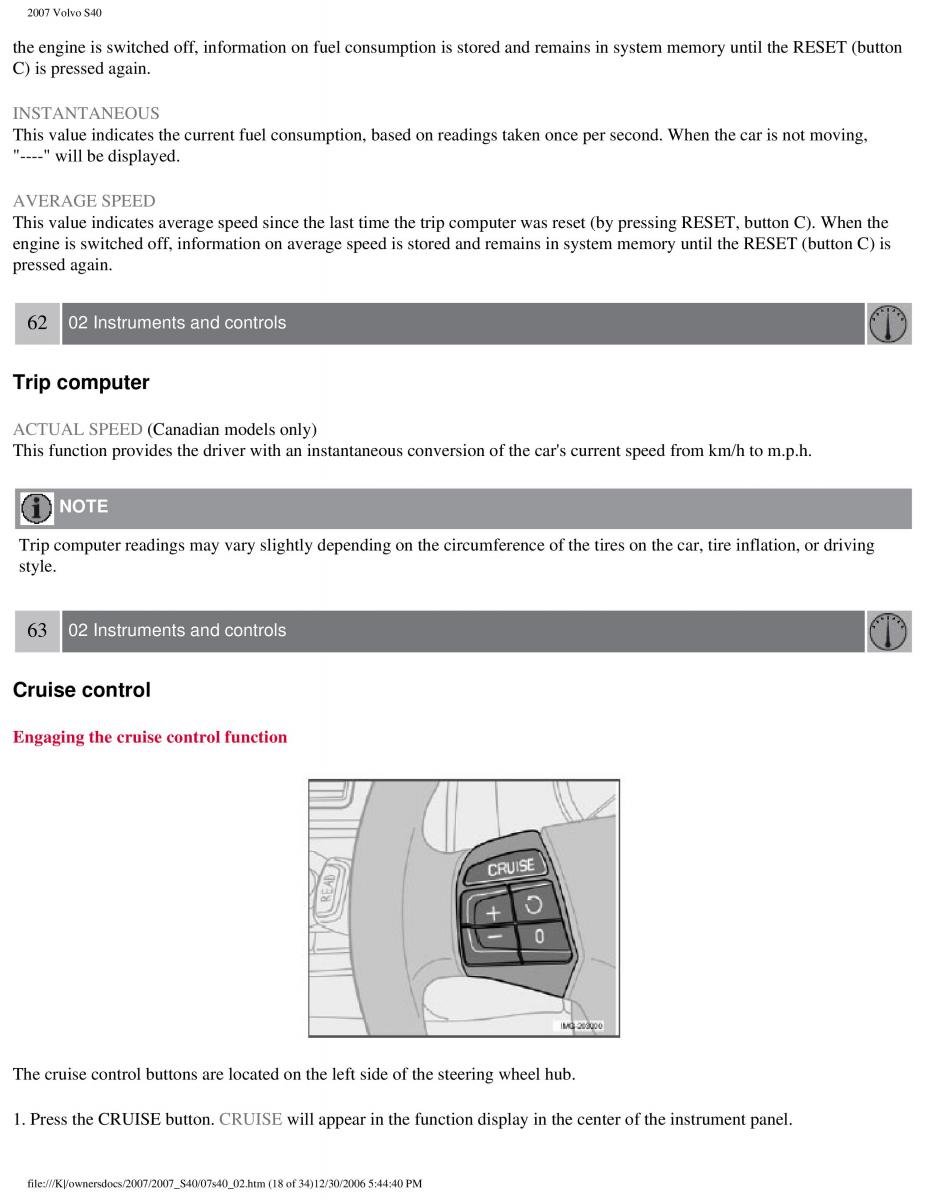 Volvo S40 II 2 owners manual / page 68