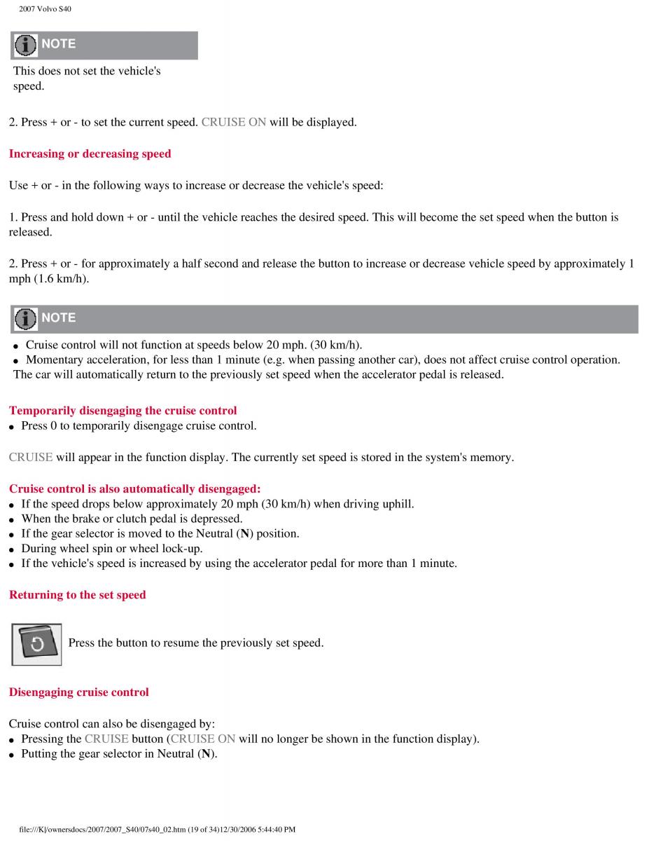 Volvo S40 II 2 owners manual / page 69