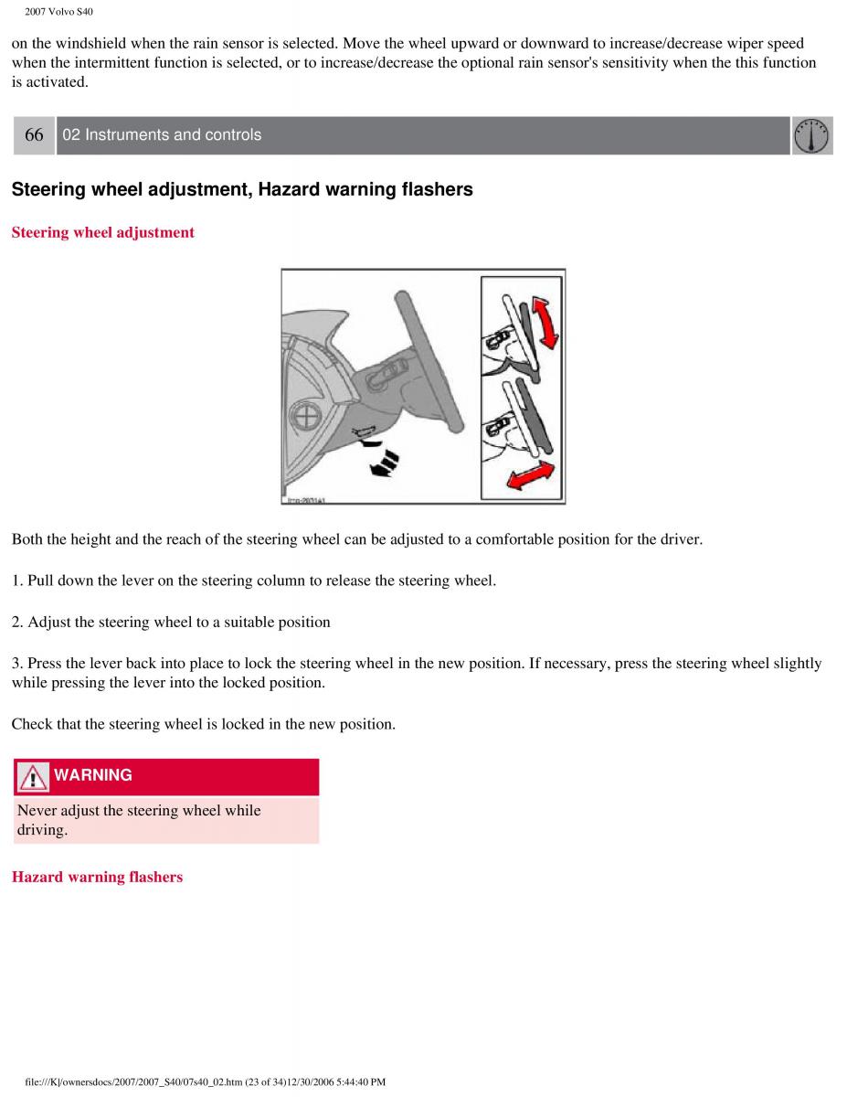 Volvo S40 II 2 owners manual / page 73