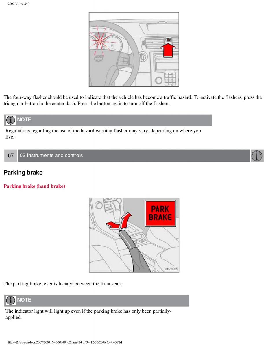 Volvo S40 II 2 owners manual / page 74