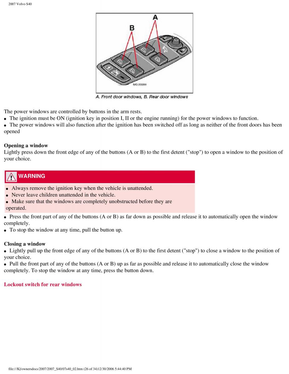 Volvo S40 II 2 owners manual / page 76