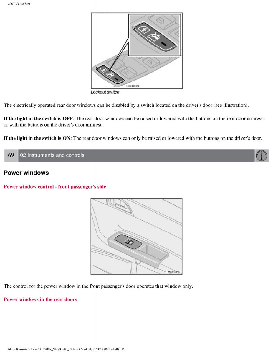 Volvo S40 II 2 owners manual / page 77