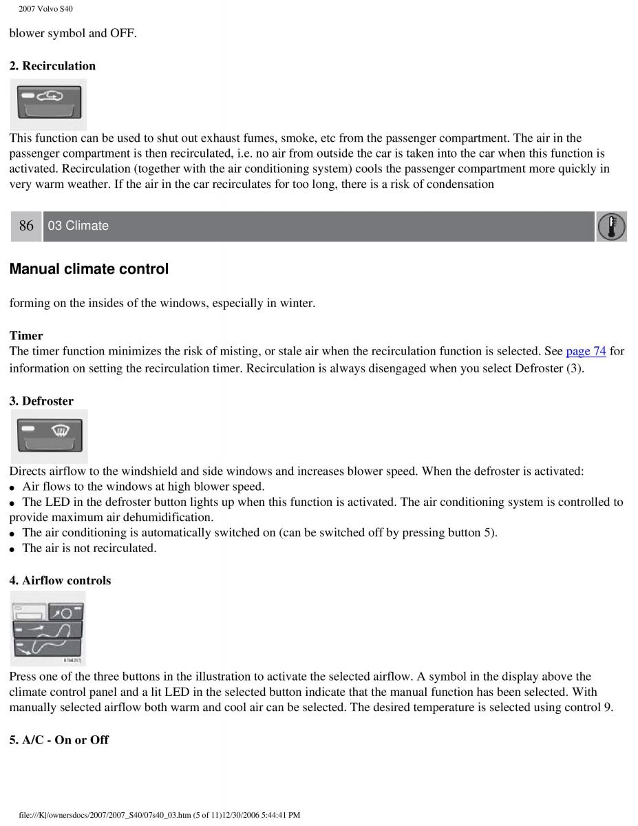 Volvo S40 II 2 owners manual / page 89