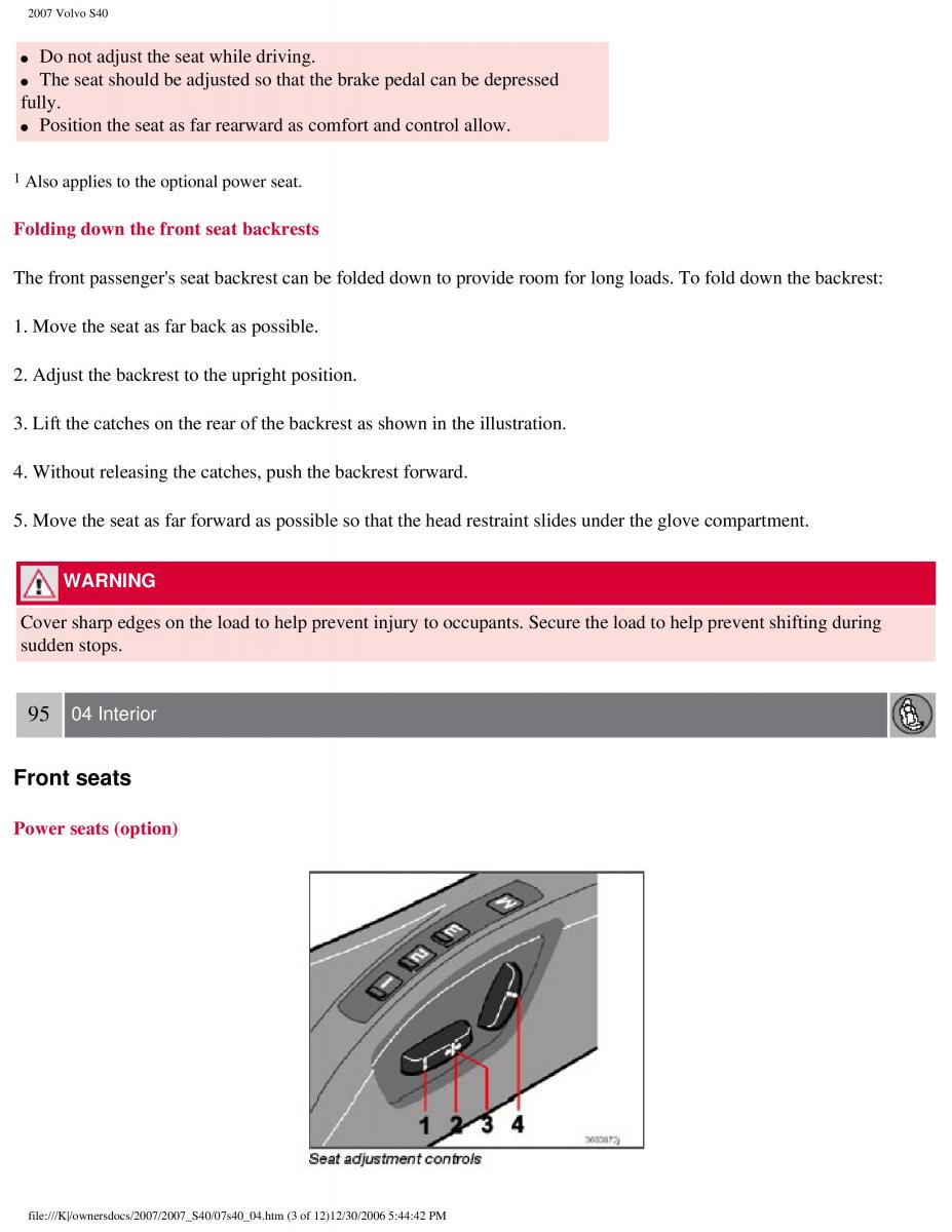 Volvo S40 II 2 owners manual / page 98