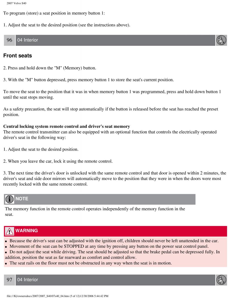 Volvo S40 II 2 owners manual / page 100