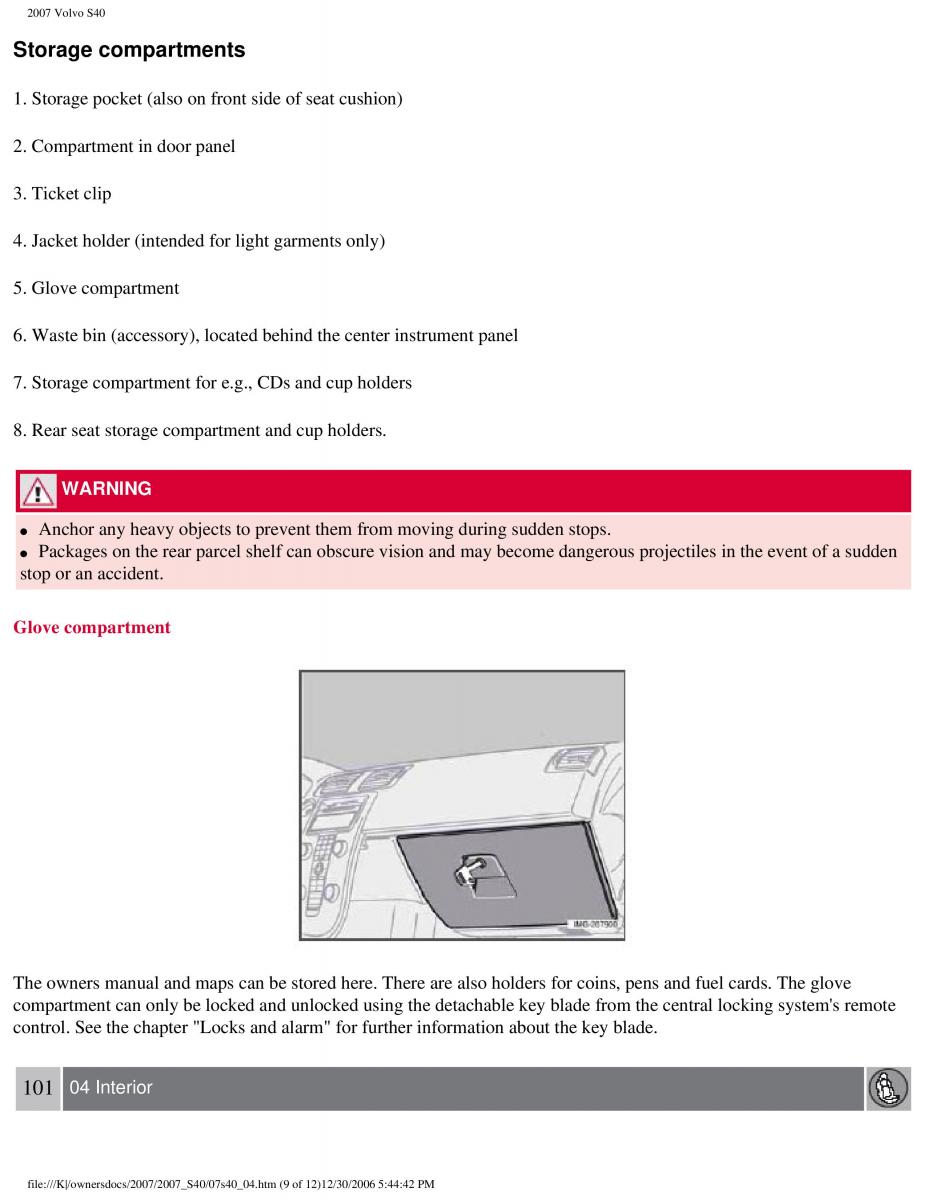 Volvo S40 II 2 owners manual / page 104