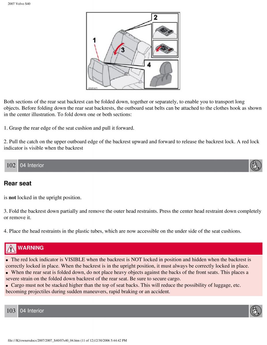 Volvo S40 II 2 owners manual / page 106