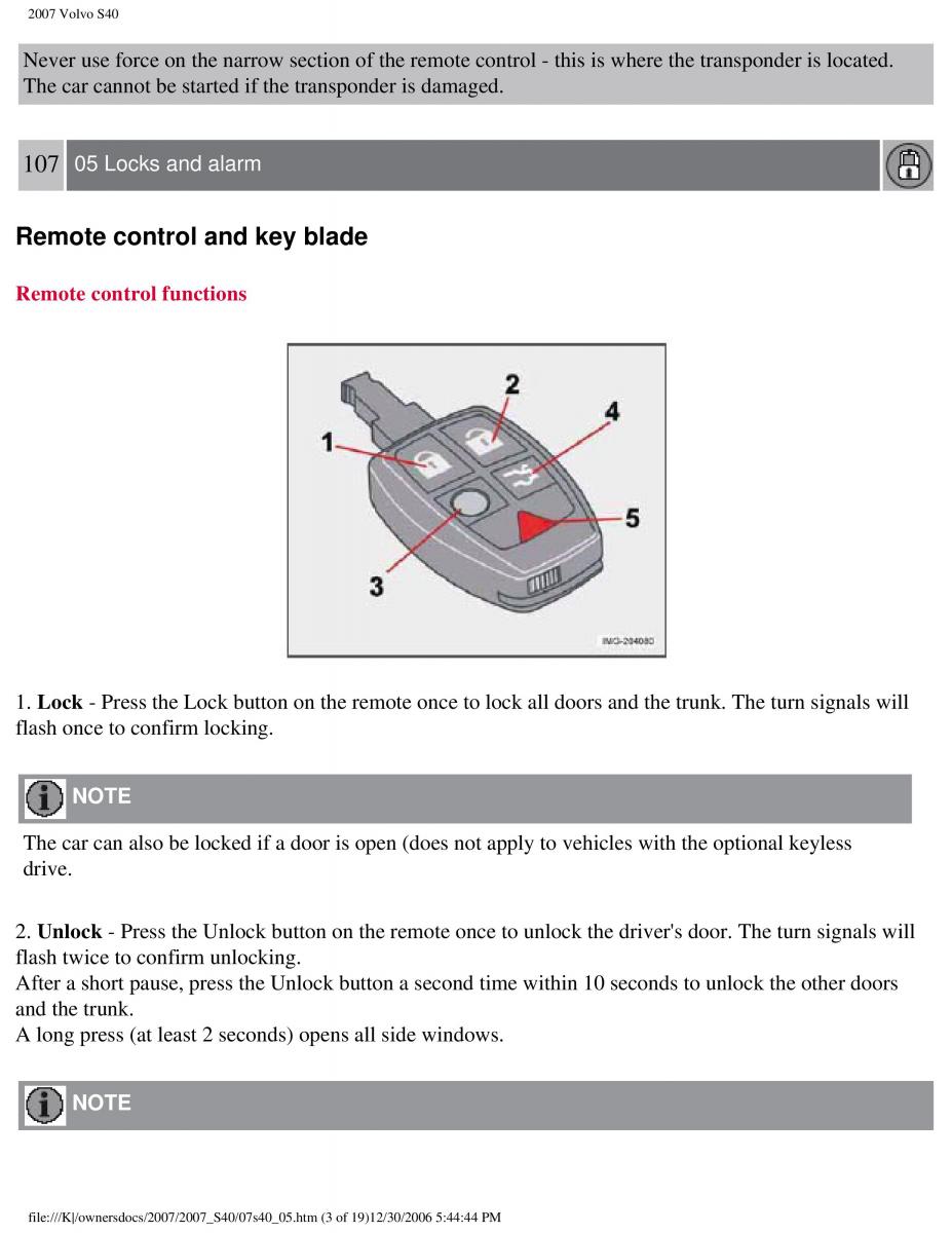 Volvo S40 II 2 owners manual / page 110