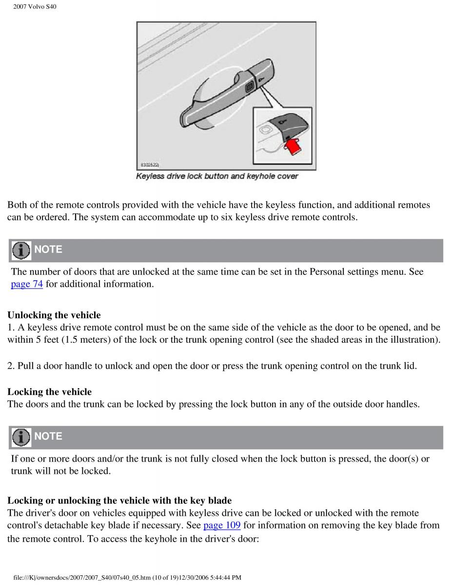 Volvo S40 II 2 owners manual / page 117