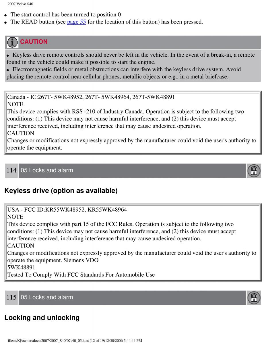 Volvo S40 II 2 owners manual / page 119