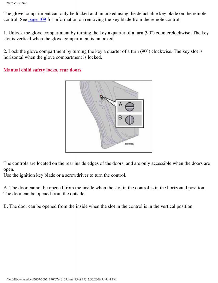 Volvo S40 II 2 owners manual / page 122