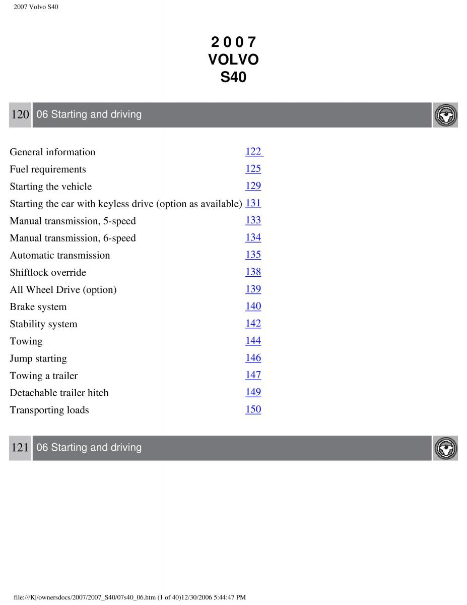 Volvo S40 II 2 owners manual / page 127