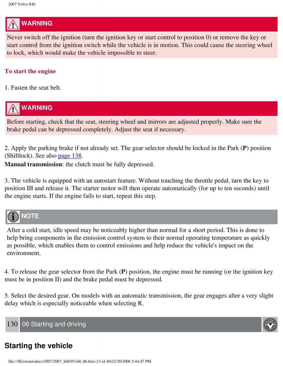 Volvo S40 II 2 owners manual / page 139