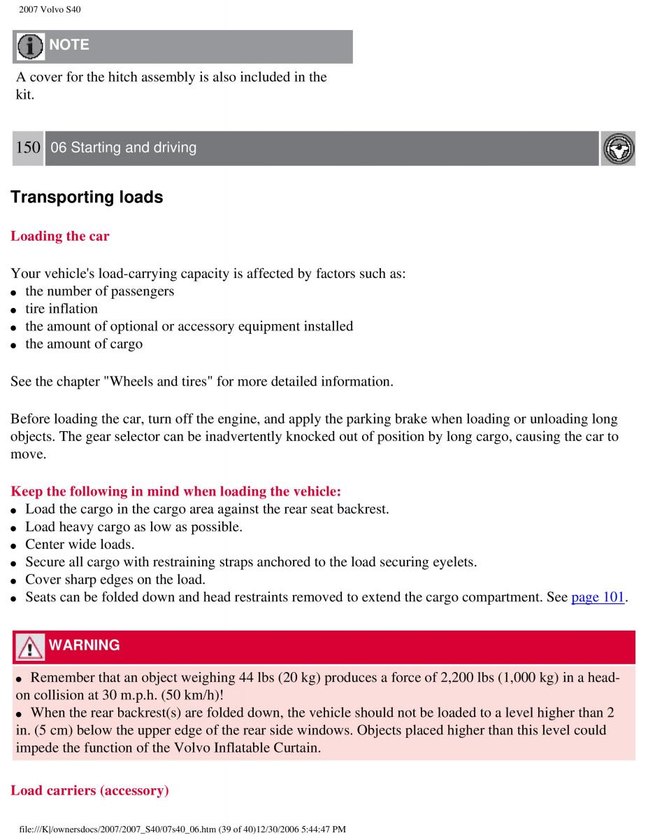 Volvo S40 II 2 owners manual / page 165