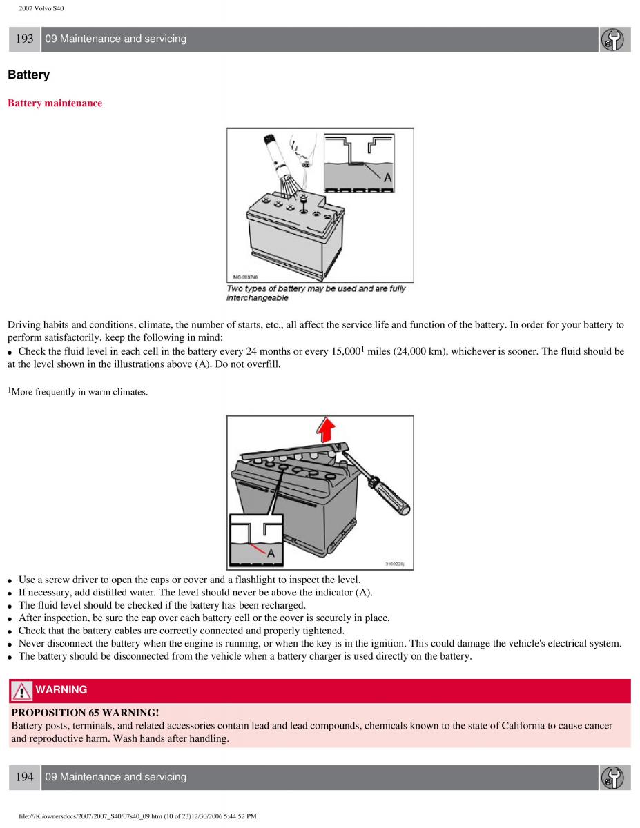 Volvo S40 II 2 owners manual / page 205