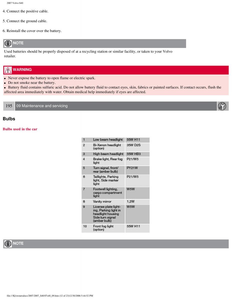 Volvo S40 II 2 owners manual / page 207