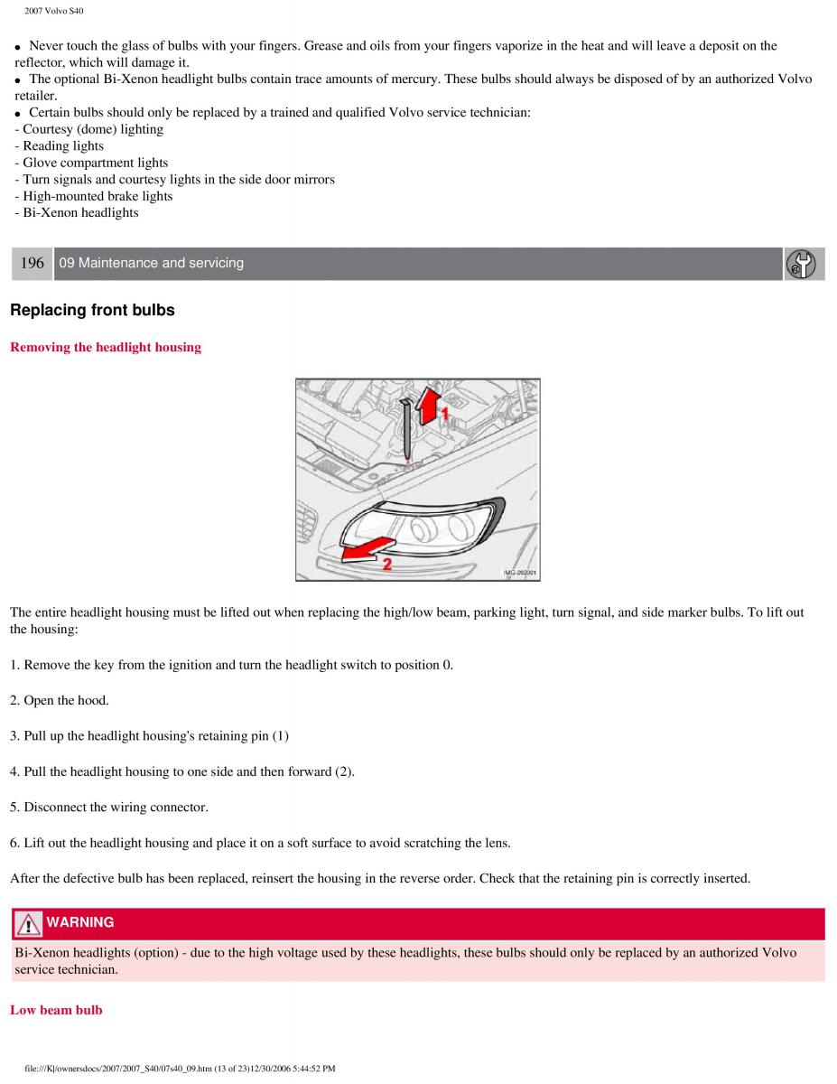 Volvo S40 II 2 owners manual / page 208