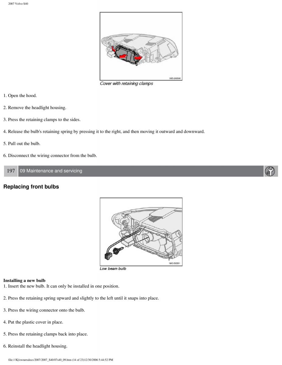 Volvo S40 II 2 owners manual / page 209