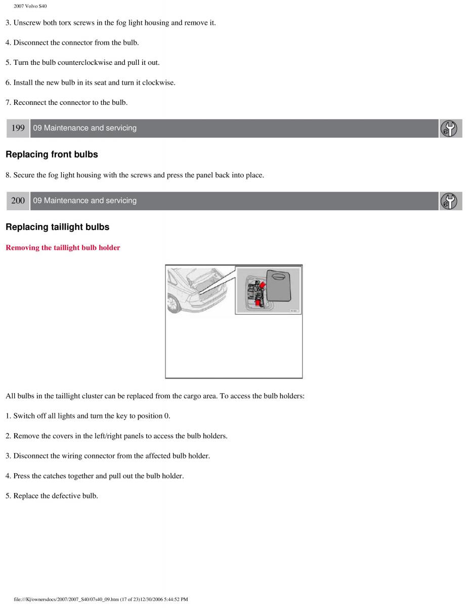 Volvo S40 II 2 owners manual / page 212