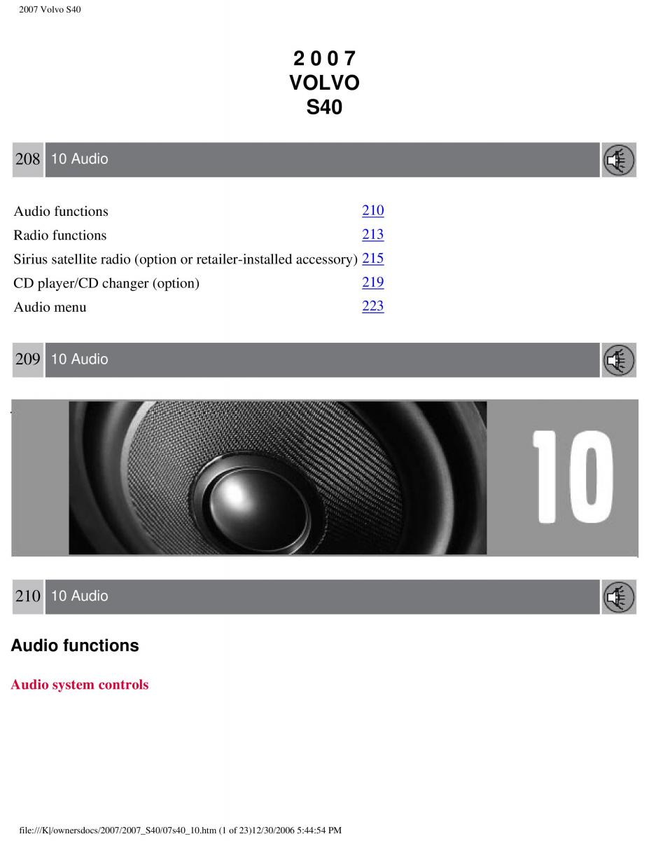 Volvo S40 II 2 owners manual / page 219