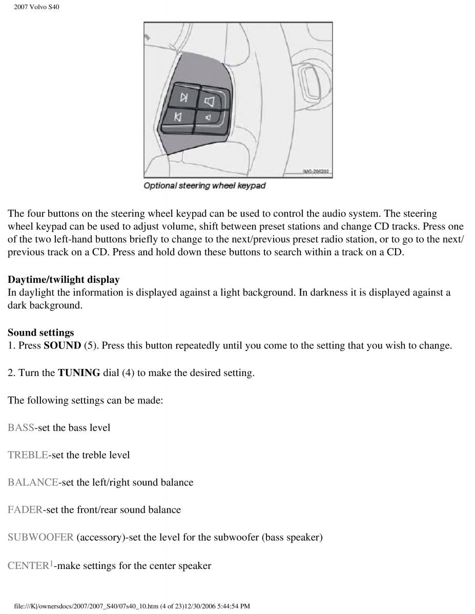 Volvo S40 II 2 owners manual / page 222