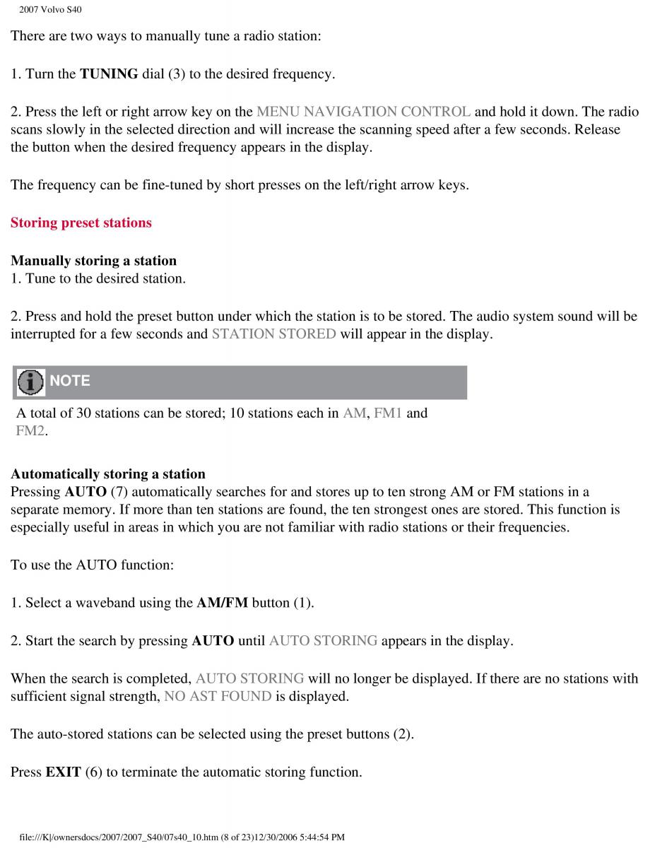 Volvo S40 II 2 owners manual / page 226